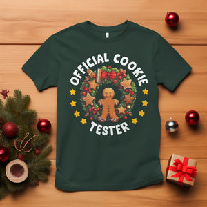 Christmas T Shirt Official Cookie Tester Baking Gingerbread Men TS09 Dark Forest Green Printyourwear