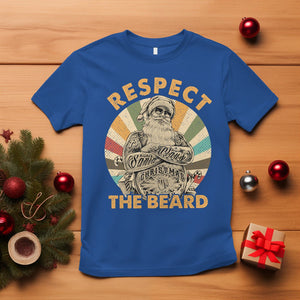 Christmas T Shirt Respect The Beard Cool Santa TS09 Royal Blue Printyourwear