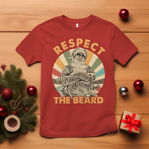 Christmas T Shirt Respect The Beard Cool Santa TS09 Red Printyourwear