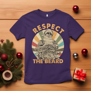 Christmas T Shirt Respect The Beard Cool Santa TS09 Purple Printyourwear