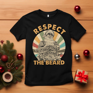 Christmas T Shirt Respect The Beard Cool Santa TS09 Black Printyourwear