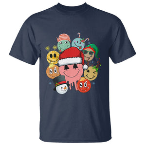 Christmas T Shirt Retro Groovy Xmas Tree Eye Face Reindeer Snowman Efl TS09 Navy Printyourwear