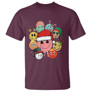 Christmas T Shirt Retro Groovy Xmas Tree Eye Face Reindeer Snowman Efl TS09 Maroon Printyourwear