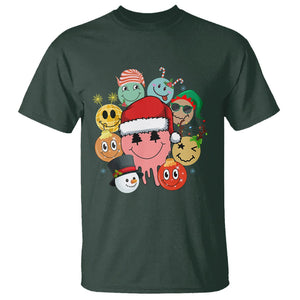 Christmas T Shirt Retro Groovy Xmas Tree Eye Face Reindeer Snowman Efl TS09 Dark Forest Green Printyourwear