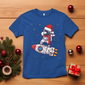 Christmas T Shirt Santa Astronaut Dabbing Space Rocket Xmas Light TS09 Royal Blue Printyourwear