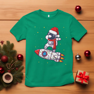 Christmas T Shirt Santa Astronaut Dabbing Space Rocket Xmas Light TS09 Irish Green Printyourwear