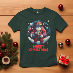 Christmas T Shirt Santa Astronaut Xmas Space Colorful Planet TS09 Dark Forest Green Printyourwear