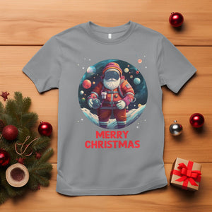 Christmas T Shirt Santa Astronaut Xmas Space Colorful Planet TS09 Sport Gray Printyourwear