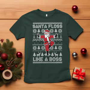 Christmas T Shirt Santa Floss Like A Boss Funny Dancing TS09 Dark Forest Green Printyourwear