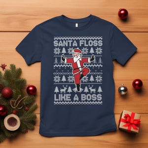 Christmas T Shirt Santa Floss Like A Boss Funny Dancing TS09 Navy Printyourwear