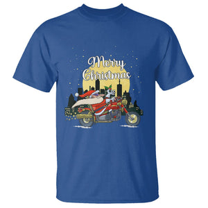 Christmas T Shirt Santa Riding Motorcycle Biker City At Night Holiday TS09 Royal Blue Printyourwear