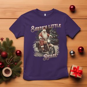 Christmas T Shirt Santa's Little Rebel Rinding Motorcycle Vintage Xmas TS09 Purple Printyourwear