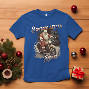 Christmas T Shirt Santa's Little Rebel Rinding Motorcycle Vintage Xmas TS09 Royal Blue Printyourwear