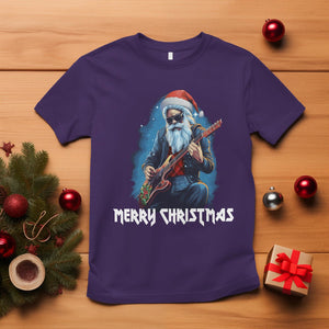 Christmas T Shirt Sleigher Hail Santa Rock Electric Guitar Cool Xmas TS09 Purple Printyourwear