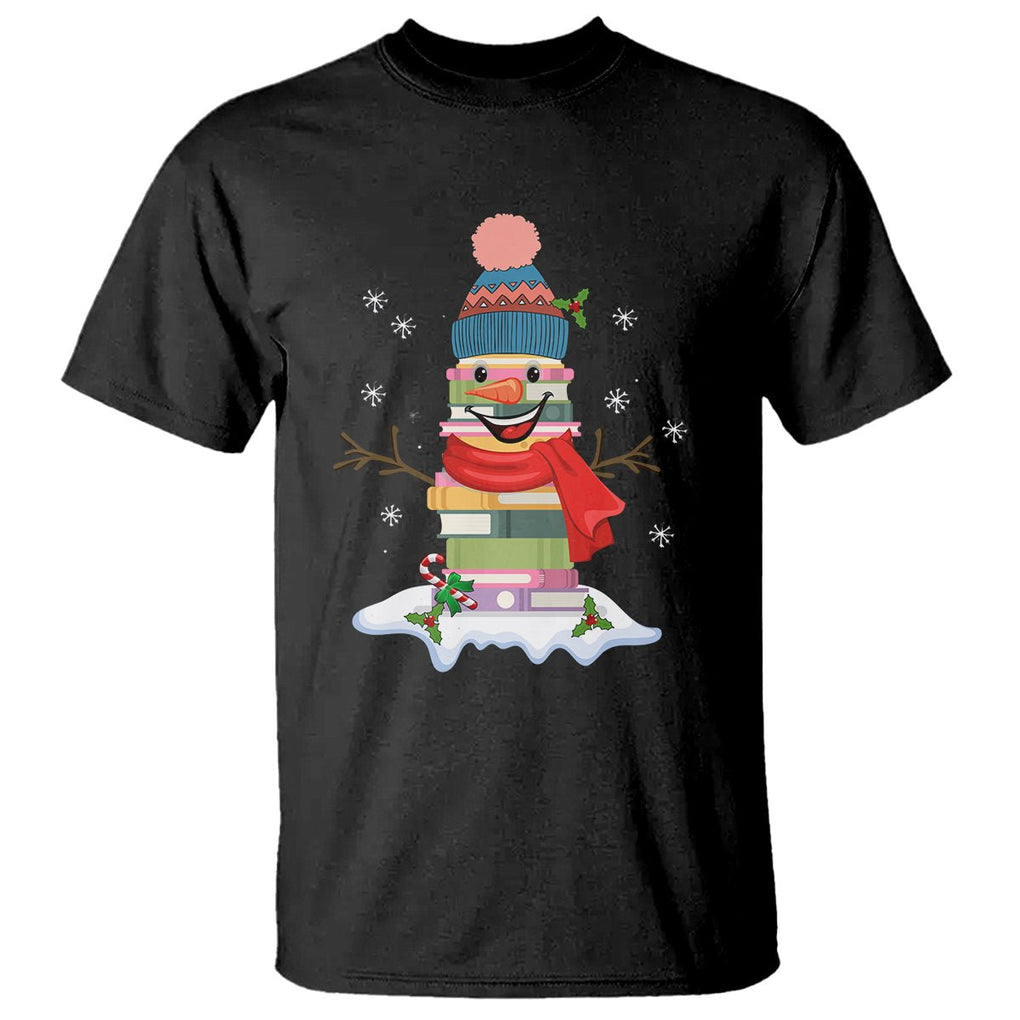 Christmas T Shirt Snowman Library Book Stack Winter Librarian TS09 Sky Printyourwear