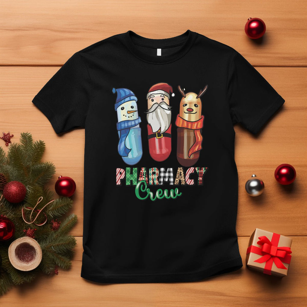 Christmas T Shirt Snowman Reindeer Santa Pharmacy Crew TS09 Black Printyourwear