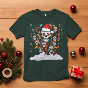 Christmas T Shirt Sugar Skull On Tree Funny Xmas TS09 Dark Forest Green Printyourwear