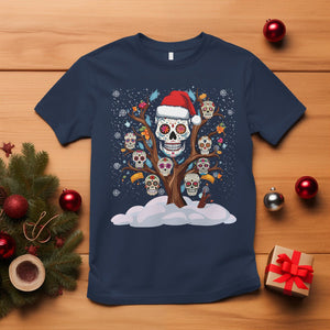 Christmas T Shirt Sugar Skull On Tree Funny Xmas TS09 Navy Printyourwear