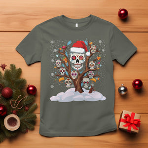 Christmas T Shirt Sugar Skull On Tree Funny Xmas TS09 Military Green Printyourwear