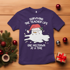 Christmas T Shirt Surviving The Teacher Life One Meltdown At A Time TS09 Purple Printyourwear