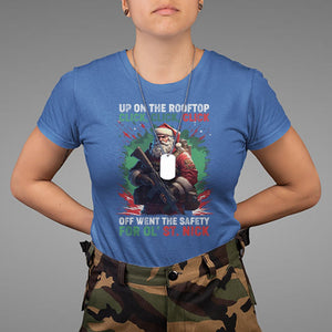 Christmas T Shirt Up On The Rooftop Click Click Click Santa Patriotic TS09 Royal Blue Printyourwear