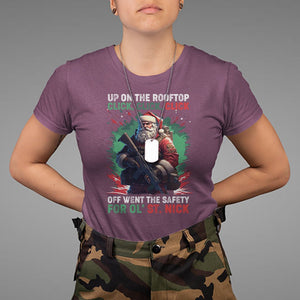 Christmas T Shirt Up On The Rooftop Click Click Click Santa Patriotic TS09 Maroon Printyourwear