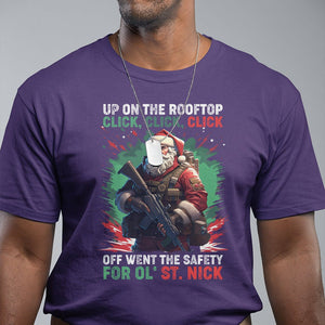 Christmas T Shirt Up On The Rooftop Click Click Click Santa Patriotic TS09 Purple Printyourwear