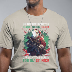 Christmas T Shirt Up On The Rooftop Click Click Click Santa Patriotic TS09 Sand Printyourwear