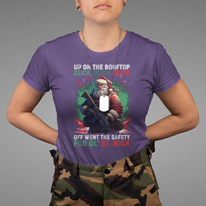 Christmas T Shirt Up On The Rooftop Click Click Click Santa Patriotic TS09 Purple Printyourwear