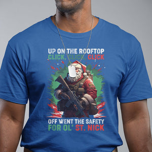 Christmas T Shirt Up On The Rooftop Click Click Click Santa Patriotic TS09 Royal Blue Printyourwear