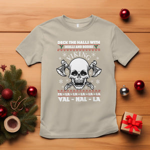 Christmas T Shirt Viking Valhalla Deck The Halls With Skulls And Bodies TS09 Sand Printyourwear