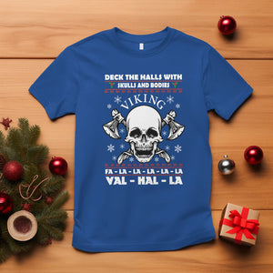 Christmas T Shirt Viking Valhalla Deck The Halls With Skulls And Bodies TS09 Royal Blue Printyourwear