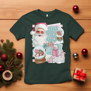 Christmas T Shirt Vintage Pink Santa Claus Ho Ho Ho TS09 Dark Forest Green Printyourwear