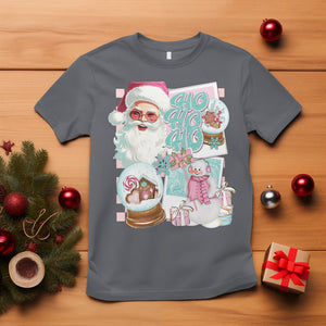 Christmas T Shirt Vintage Pink Santa Claus Ho Ho Ho TS09 Charcoal Printyourwear