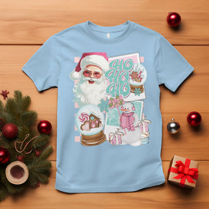 Christmas T Shirt Vintage Pink Santa Claus Ho Ho Ho TS09 Light Blue Printyourwear