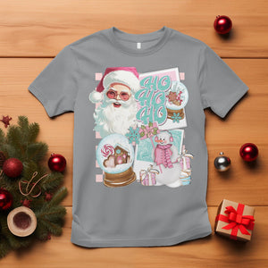 Christmas T Shirt Vintage Pink Santa Claus Ho Ho Ho TS09 Sport Gray Printyourwear