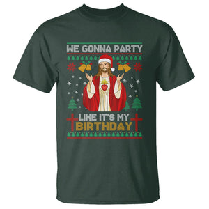 Christmas T Shirt We Gonna Party Like It's My Birthday Jesus TS09 Dark Forest Green Printyourwear