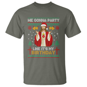 Christmas T Shirt We Gonna Party Like It's My Birthday Jesus TS09 Military Green Printyourwear