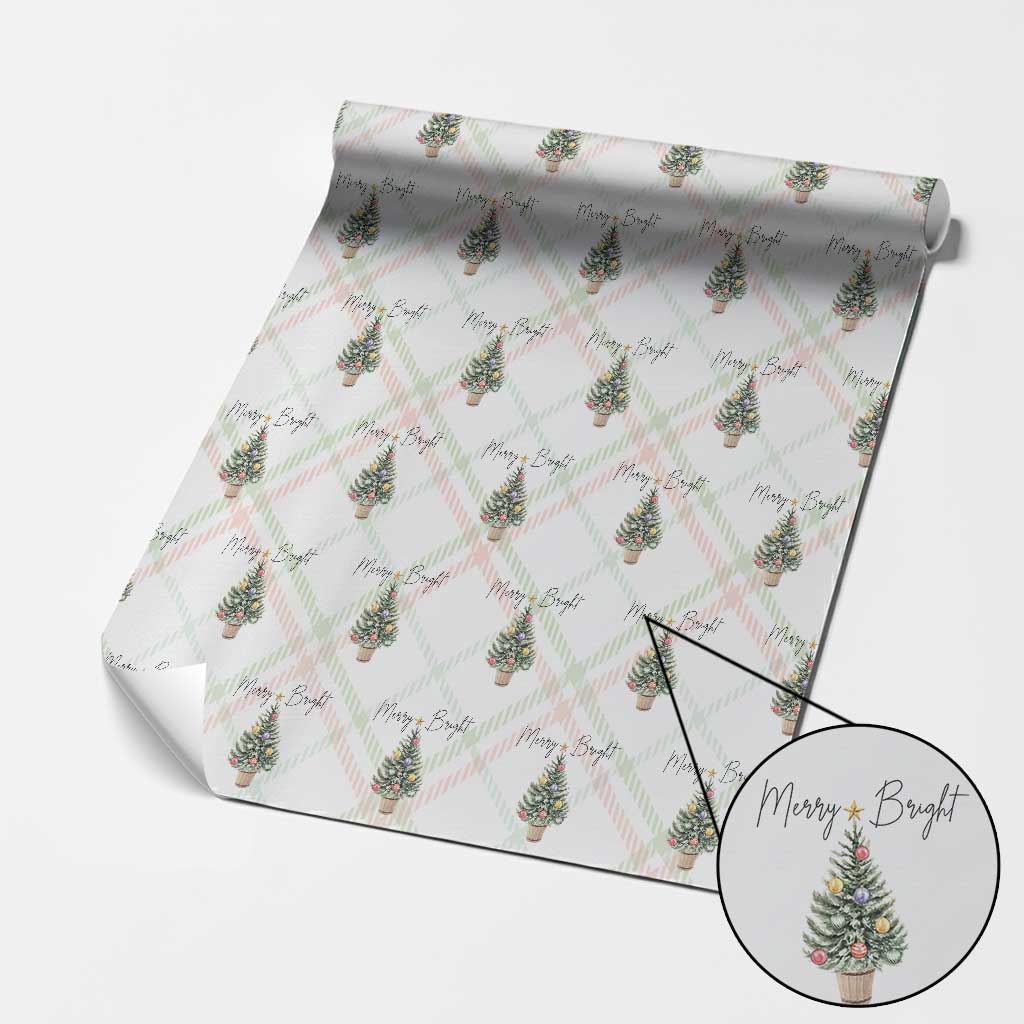 Christmas Wrapping Paper Roll Merry And Bright Retro Xmas Tree TS11 Christmas Plaid Print Your Wear