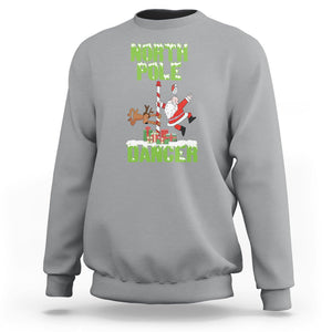 Christmas Sweatshirt North Pole Dancer Reindeer Santa Ugly Xmas TS09 Sport Gray Printyourwear