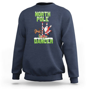 Christmas Sweatshirt North Pole Dancer Reindeer Santa Ugly Xmas TS09 Navy Printyourwear