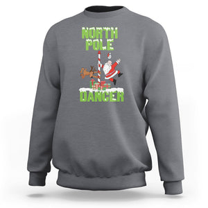 Christmas Sweatshirt North Pole Dancer Reindeer Santa Ugly Xmas TS09 Charcoal Printyourwear