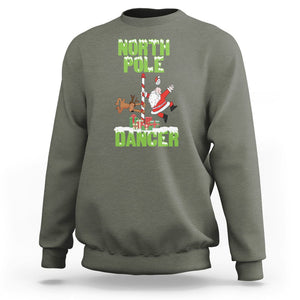 Christmas Sweatshirt North Pole Dancer Reindeer Santa Ugly Xmas TS09 Military Green Printyourwear