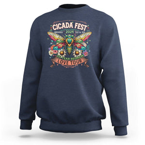 Cicada Fest 2024 Sweatshirt Broods XIII & XIX 221 Year Reunion Tour TS09 Navy Print Your Wear