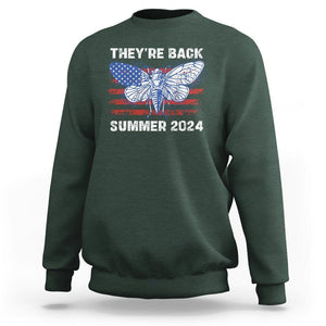 Cicada Invasion U.S Tour They're Back Summer 2024 Sweatshirt TS09 Dark Forest Green Print Your Wear