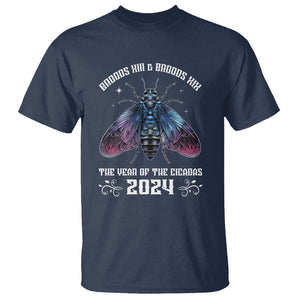 Cicada Lover T Shirt Broods XIII & XIX The Year Of The Cicadas 2024 TS09 Navy Print Your Wear