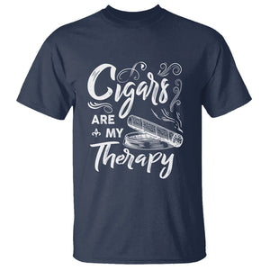 Cigar Lover T Shirt Cigars Are My Therapy Smoker Smoking TS09 Navy Print Your Wear