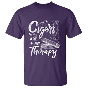 Cigar Lover T Shirt Cigars Are My Therapy Smoker Smoking TS09 Purple Print Your Wear