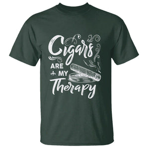 Cigar Lover T Shirt Cigars Are My Therapy Smoker Smoking TS09 Dark Forest Green Print Your Wear