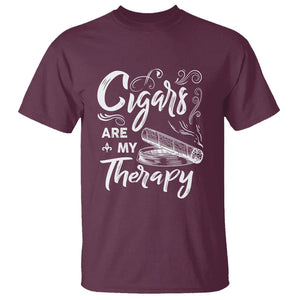 Cigar Lover T Shirt Cigars Are My Therapy Smoker Smoking TS09 Maroon Print Your Wear